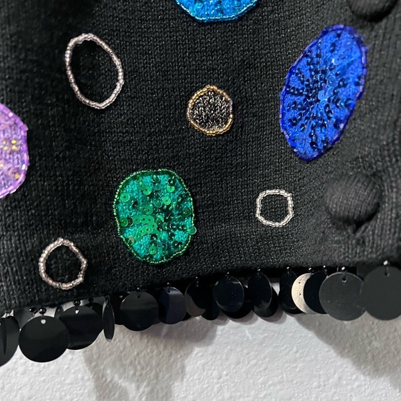 Vntg Jane’s Closet Beaded Circles Multicolor Sweater Cardigan SM Sequins/Beading - Picture 5 of 8